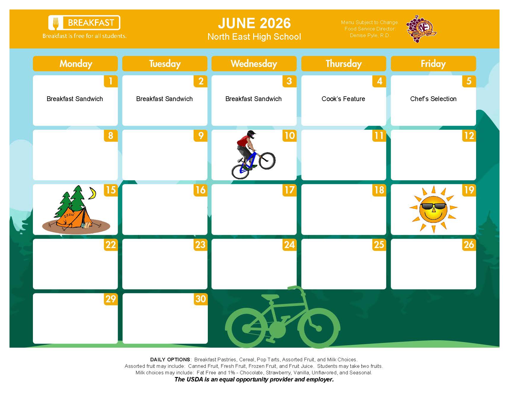 NEHS June Breakfast Menu